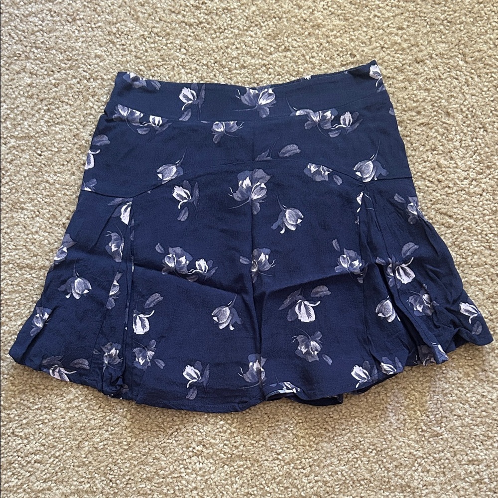 Blue/Purple Floral Mini Skirt